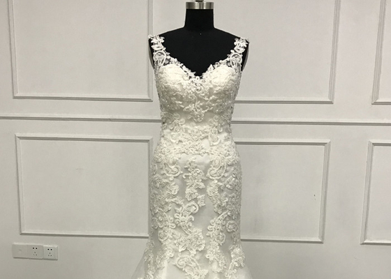 100% Sweetheart Mermaid Wedding Dress , Long Beaded Mermaid Wedding Gown