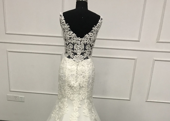 100% Sweetheart Mermaid Wedding Dress , Long Beaded Mermaid Wedding Gown