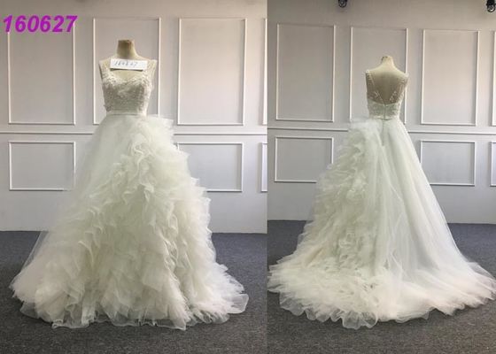 Long Trail Princess Ball Gown Wedding Dresses / Straps White Princess Wedding Dress