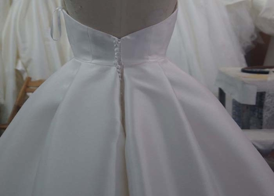 Simple Satin A Line Halter Female Wedding Dress With Zipper Back Backless Design