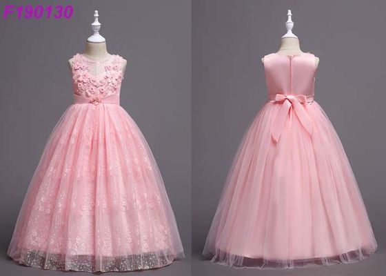 Child Floral Light Pink Flower Girl Dresses , 3-8 Year Flower Girl Bridesmaid Dresses