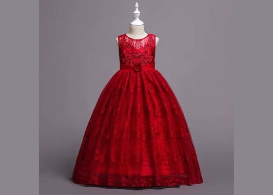 Child Floral Light Pink Flower Girl Dresses , 3-8 Year Flower Girl Bridesmaid Dresses