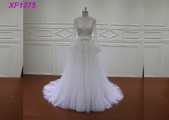 Πεταγμένο Muslin Waistline γαμήλιο φόρεμα/φόρεμα Applique δαντελλών Handcraft γαμήλιο